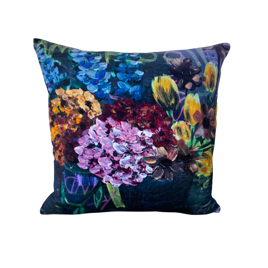 Velvet Cotton Cushion Cover - No Rain No Flowers