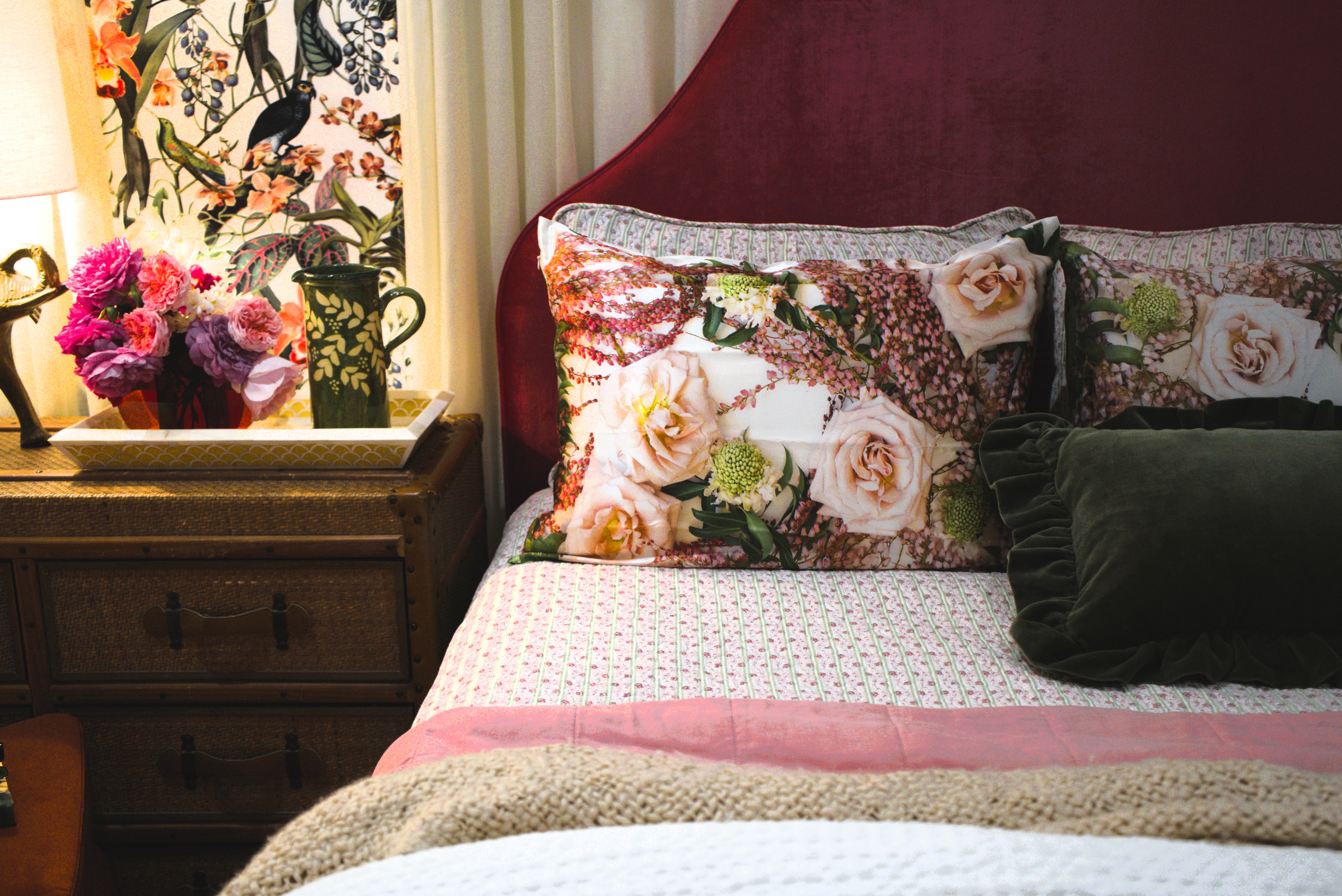 Australian artist designed silk pillowcases, sleepwear & floral homewares 