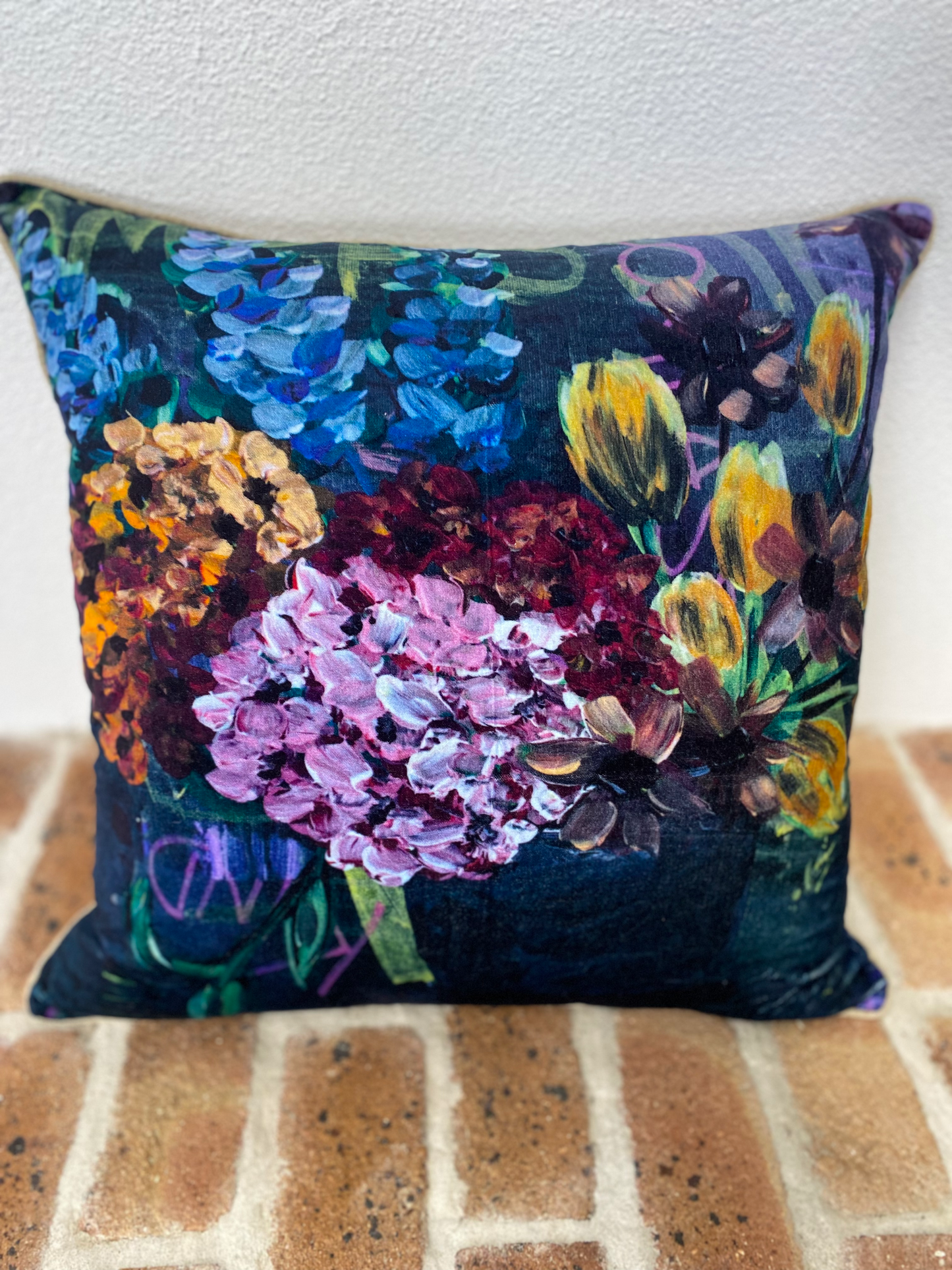 Velvet Cotton Cushion Cover - No Rain No Flowers